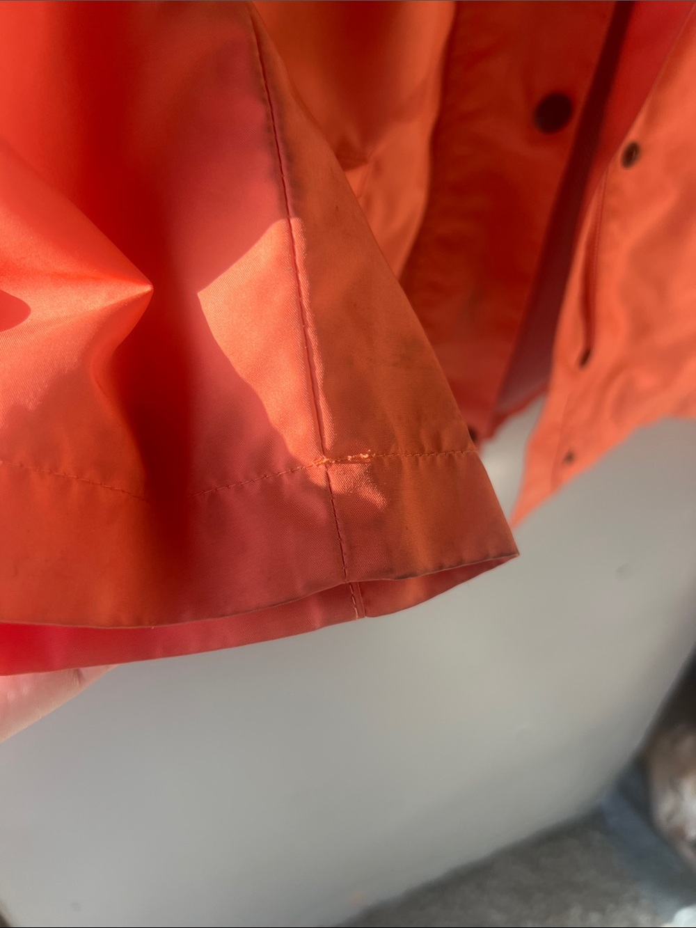 Burberry Bright Orange Hooded Raincoat with Check Lining - Picture 4 of 13